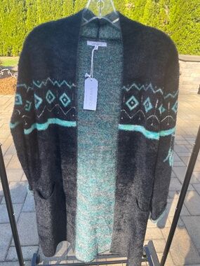 NWT Venario Michelle Southwestern Dreamcatcher Fuzzy Cardigan S